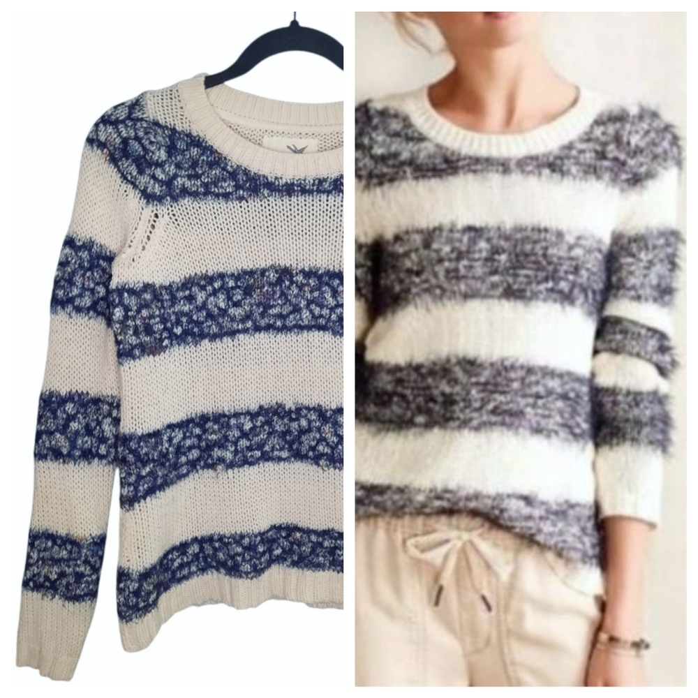 Anthropologie Tabitha Eyelash Striped Pullover/Sweater